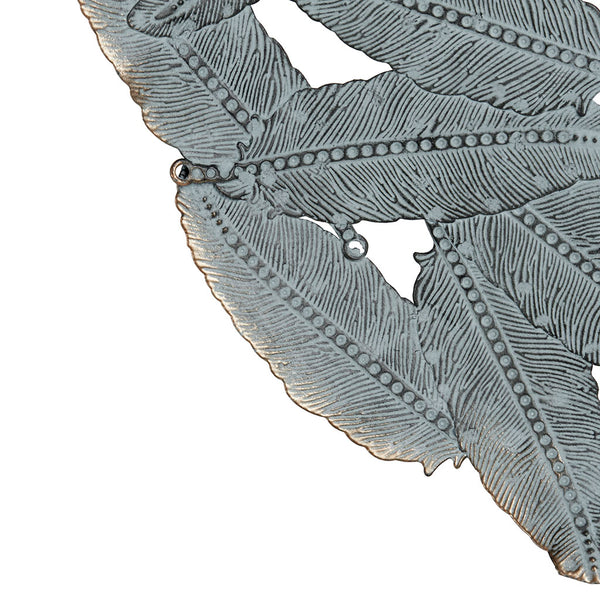 English Elm Textured Feather 3-Piece Metal Disc Wall Decor Set – Blue Iron Finish, Feather Cutouts, Easy Mounting, Trio B03597680