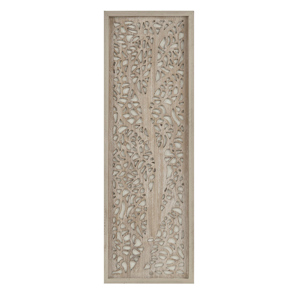 English Elm Laser Cut Tree Framed Panel Wall Decor by Madison Park – Laurel Branches Botanical Art with Whitewashed Fir Frame, 12x36" Natural 38.98 L x 1.97 W x 15.35 H B03598803