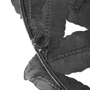 English Elm Textured Feather 3-Piece Metal Disc Wall Decor Set - Grey Silver Feathers, Rustic Modern Accent Art B03598805