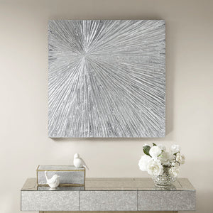English Elm Hand Painted Sunburst Dimensional Resin Wall Art with Textured Abstract Burst 30x30 Modern Accent Silver 32.68 L x 32.68 W x 1.97 H B03599361