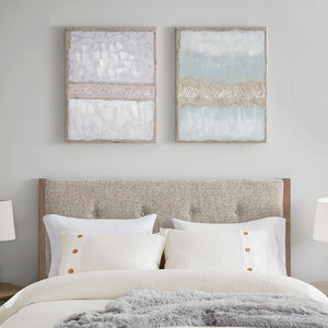 English Elm Hand Radiant Flatland Embellished Glitter 2-Piece Canvas Wall Art Set, Blue-Neutral Abstract Glam B03598848