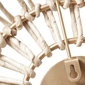 English Elm Round Natural Fiber and Mirror 3-Piece Wall Decor Set — Boho Corn Husk Mirrors, Iron Frames, Easy Hang B03598788