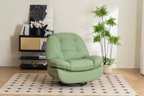 English Elm Power Recliner 270° Swivel Glider with Bluetooth Speakers, USB Charger, Phone Holder & Snack Storage Green W1752106961