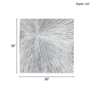 English Elm Hand Painted Sunburst Dimensional Resin Wall Art with Textured Abstract Burst 30x30 Modern Accent Silver 32.68 L x 32.68 W x 1.97 H B03599361