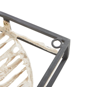 English Elm Metal Framed Decor Panel - Madison Park Paper Cloaked Leaves 32"x16" Botanical Wall Art, Textural Modern Accent for Living Room, Bedroom, Office B03598784