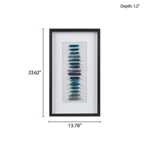 English Elm Framed Martha Stewart Cerulean Stones Blue Agate Shadowbox Wall Art with Genuine Agate, 13.8"x23.6" B03599410