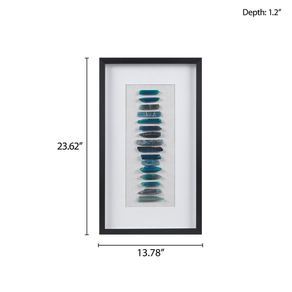 English Elm Framed Martha Stewart Cerulean Stones Blue Agate Shadowbox Wall Art with Genuine Agate, 13.8"x23.6" B03599410