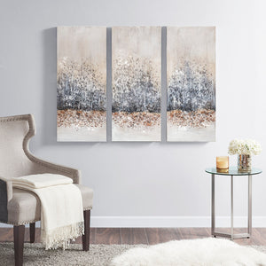 English Elm Hand Madison Park Twilight Mystere Embellished 3-Piece Canvas Set – Blush Grey Abstract Glam Texture B03598841