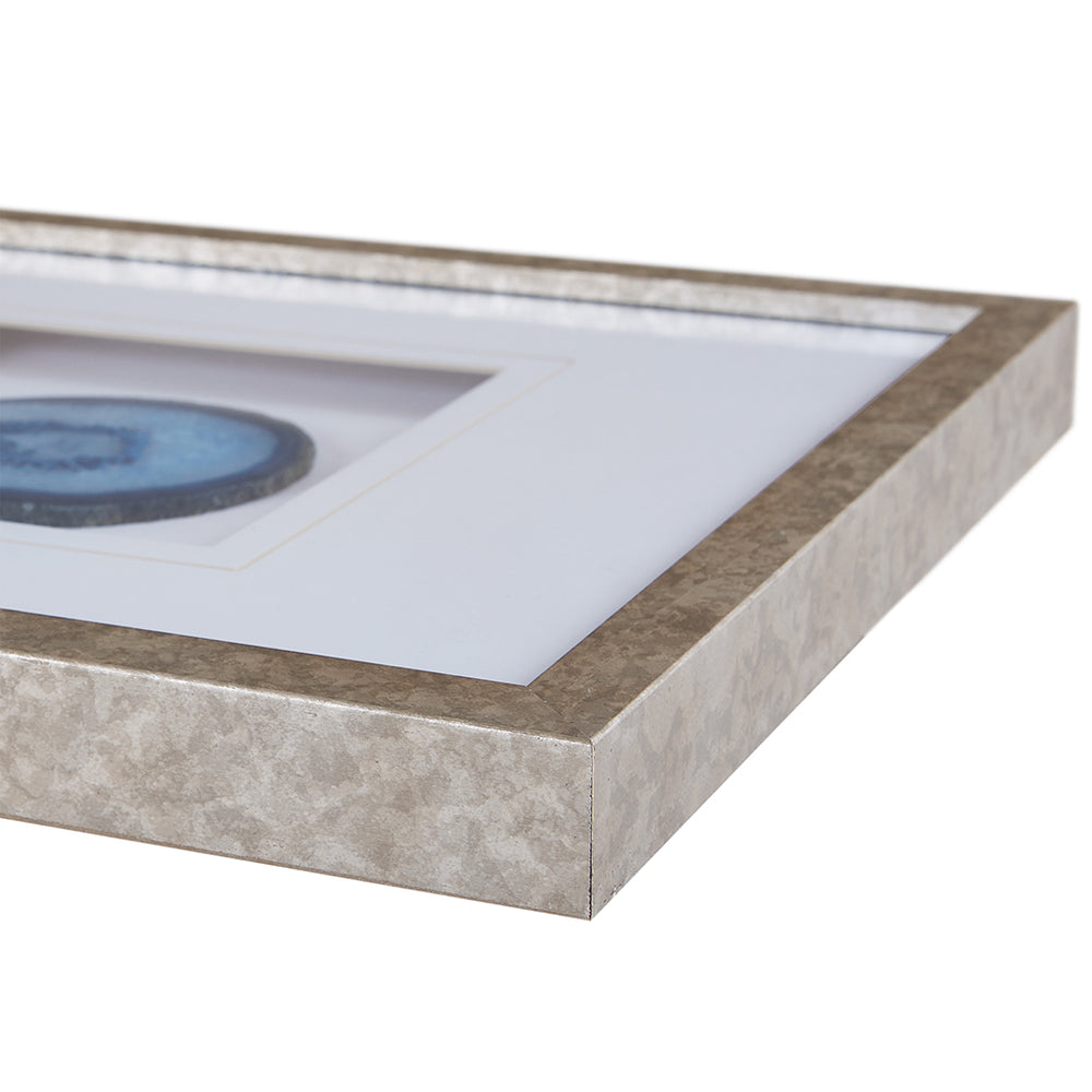 English Elm Real Stone Blue Agate Trio Wall Art by Artist Studio 5 — 34"x13" Gallery Glass Frame, 100% Agate Stones, Versatile Vertical/Horizontal Display B03598879