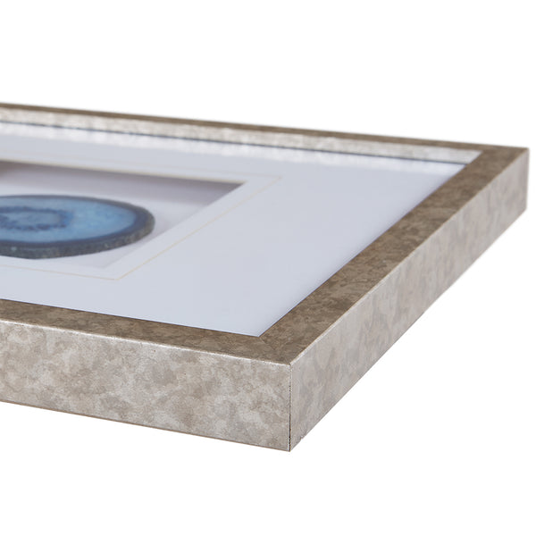 English Elm Real Stone Blue Agate Trio Wall Art by Artist Studio 5 — 34"x13" Gallery Glass Frame, 100% Agate Stones, Versatile Vertical/Horizontal Display B03598879