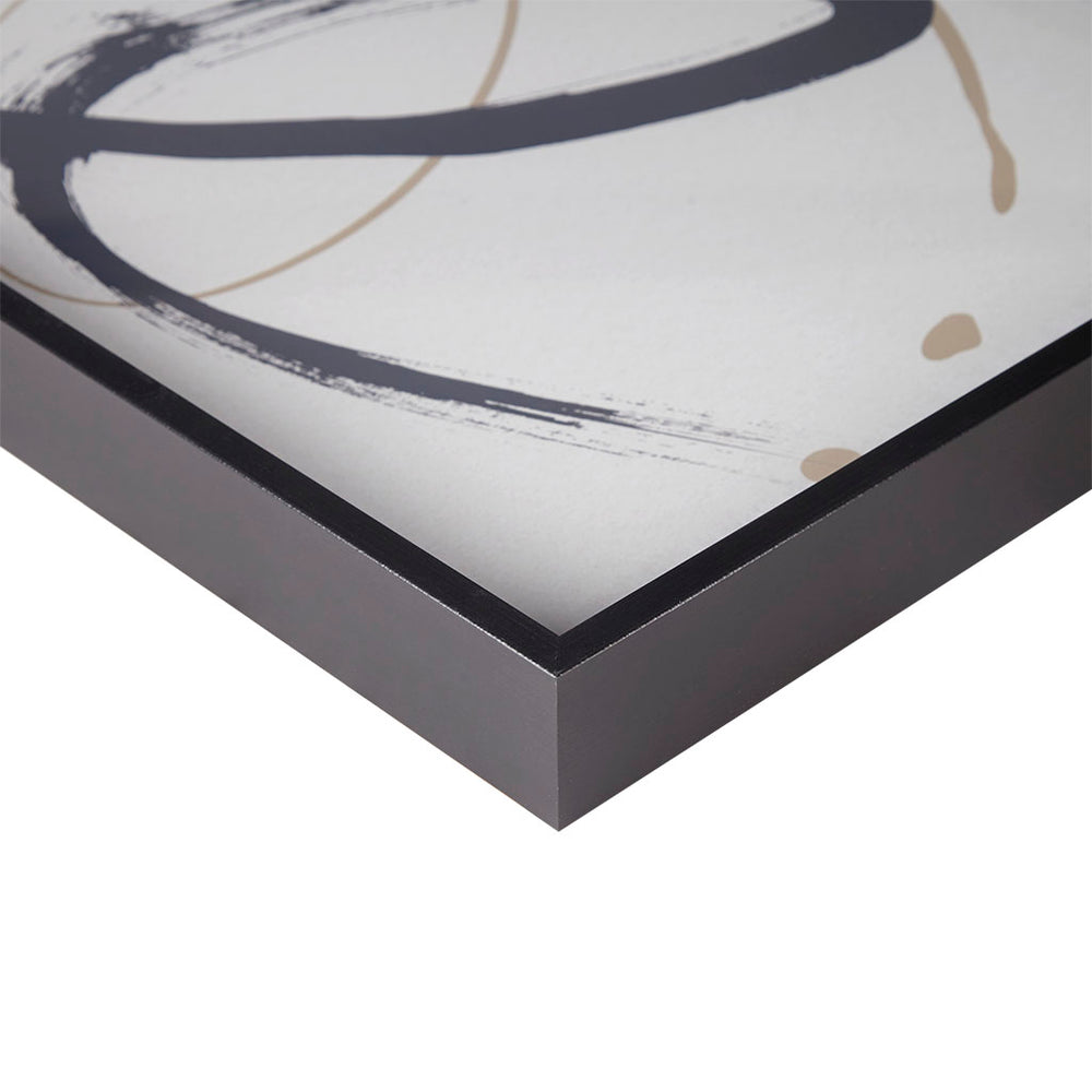 English Elm Framed Madison Park Abstract Ambit Glass Wall Art – 41x17" Black & Matte Gold Brushstroke Modern Decor B03598887