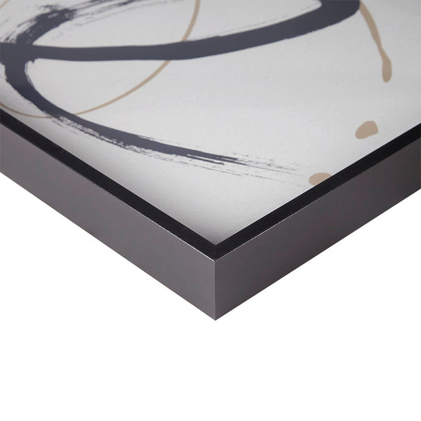 English Elm Framed Madison Park Abstract Ambit Glass Wall Art – 41x17" Black & Matte Gold Brushstroke Modern Decor B03598887