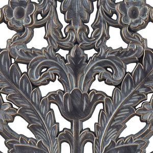 English Elm Distressed Carved Botanical Wall Panels Set – Textured MDF Relief Art with Antique Silver-Bronze Luster, Ready-to-Hang Antique Blue 33.46 L x 18.89 W x 4.72 H B03598797