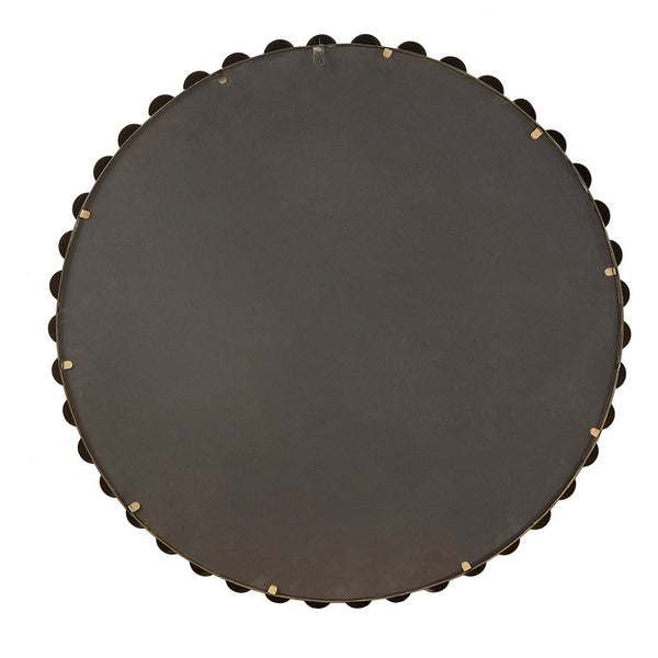 English Elm Beaded Marlowe 36" Round Wall Mirror with Antique Gold Beaded Iron Frame, Modern Glam Accent Decor B03599273
