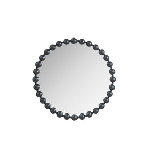 English Elm Beaded Marlowe 27" Round Wall Mirror with Matte Black Beaded Iron Frame, Modern Glam Accent Piece B03599369