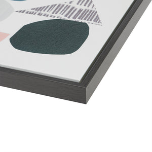 English Elm Grey Grey Rock Garden Gel Coat Framed Canvas 2 Piece Set — Modern Abstract Geometric Wall Art with Glossy Protective Finish B035100374