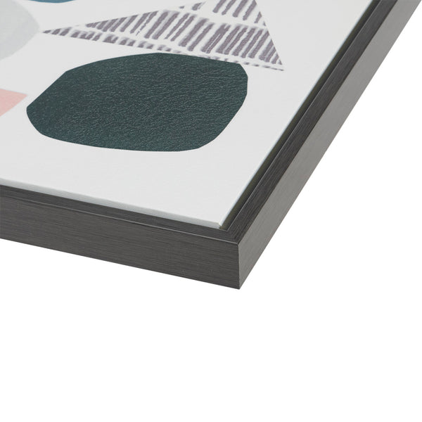 English Elm Grey Grey Rock Garden Gel Coat Framed Canvas 2 Piece Set — Modern Abstract Geometric Wall Art with Glossy Protective Finish B035100374