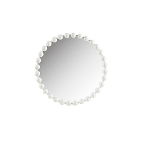 English Elm Beaded Marlowe 27" Round Wall Mirror with Matte White Iron Beaded Frame, Glam Accent for Entryway B03599372