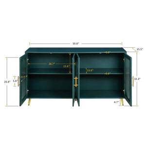 English Elm Tv Stand with Frosted Glass Doors Navy Finish Media Console Fits 65 Inch Screens W1445103595