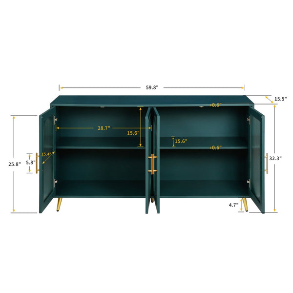 English Elm Tv Stand with Frosted Glass Doors Navy Finish Media Console Fits 65 Inch Screens W1445103595