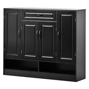 English Elm On-trend White Entryway Shoe Cabinet Grooved Doors Adjustable Shelves Sideboard WF304415AAB