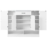 English Elm Sleek and Modern Shoe Cabinet With Adjustable Shelves, Minimalist Shoe Storage Organizer With Sturdy Top Surface, Space-Saving Design Side Board For Various Sizes Of Items, White