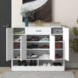 White Shoe Cabinet with Adjustable Shelves, Spacious Storage | Classic Design