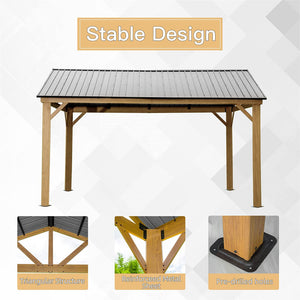 English Elm 12'X14' Hardtop Gazebo - Durable Aluminum Structure With Weather-Resistant Steel Roof For Patios & Decks W1859S00013