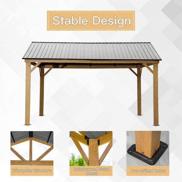 English Elm 12'X14' Hardtop Gazebo - Durable Aluminum Structure With Weather-Resistant Steel Roof For Patios & Decks W1859S00013