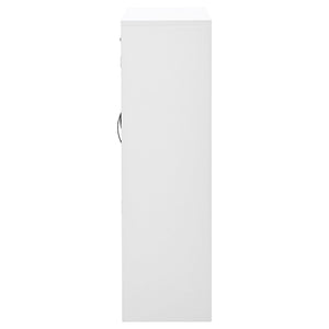 English Elm On-trend White Entryway Shoe Cabinet Grooved Doors Adjustable Shelves Sideboard WF304415AAK