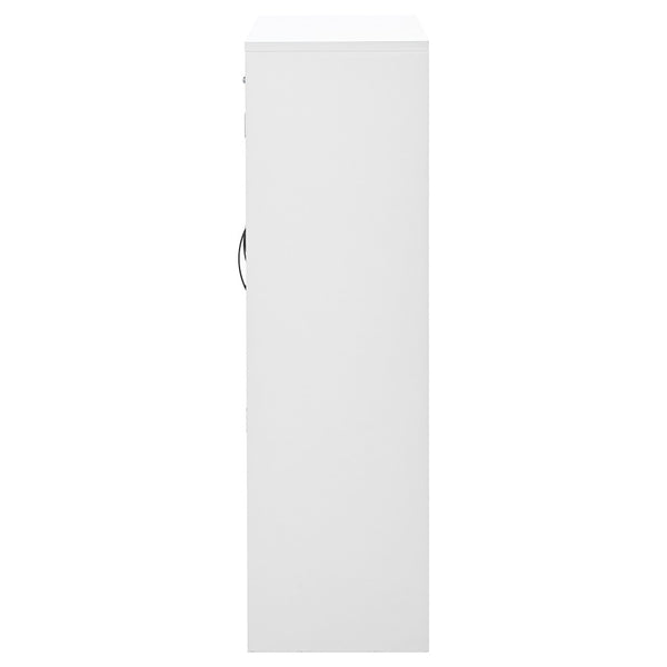 English Elm On-trend White Entryway Shoe Cabinet Grooved Doors Adjustable Shelves Sideboard WF304415AAK