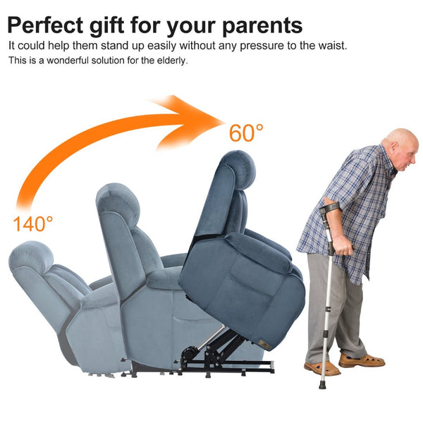 English Elm Power Lift Chair Recliner For Elderly – Electric Sofa With Remote, Soft Navy Fabric, Ultimate Comfort W1028S00037-GIGA