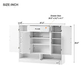 English Elm Sleek and Modern Shoe Cabinet With Adjustable Shelves, Minimalist Shoe Storage Organizer With Sturdy Top Surface, Space-Saving Design Side Board For Various Sizes Of Items, White