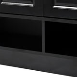 English Elm Sleek and Modern Shoe Cabinet With Adjustable Shelves, Minimalist Shoe Storage Organizer With Sturdy Top Surface, Space-Saving Design Side Board For Various Sizes Of Items, Black