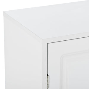 English Elm On-trend White Entryway Shoe Cabinet Grooved Doors Adjustable Shelves Sideboard WF304415AAK