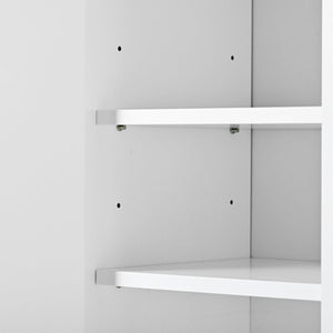English Elm On-trend White Entryway Shoe Cabinet Grooved Doors Adjustable Shelves Sideboard WF304415AAK