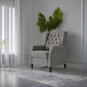 English Elm Redde Modern Recliner Sofa Chair Light Gray — Smooth Push-Back, Ergonomic Comfort, Adjustable 105–150° W118363047