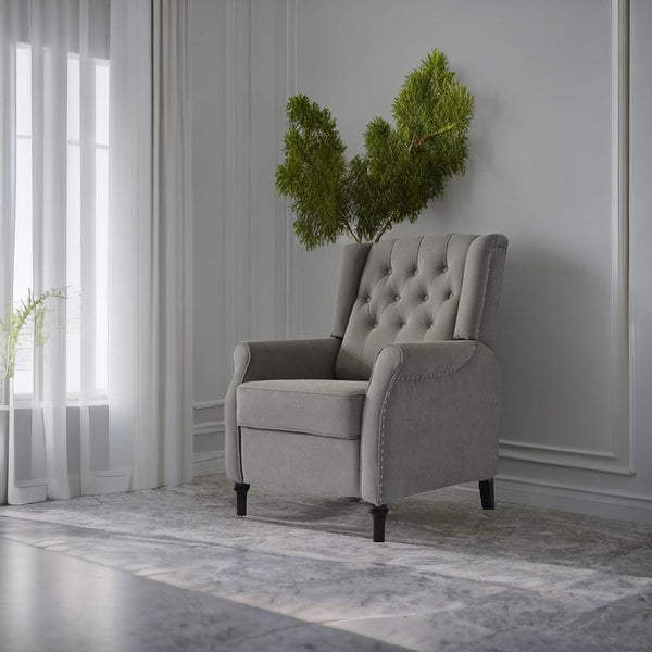 English Elm Redde Modern Recliner Sofa Chair Light Gray — Smooth Push-Back, Ergonomic Comfort, Adjustable 105–150° W118363047