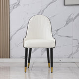 Modern Black Pu-Leather Chairs, Metal Legs & Backrest, Set of 2 - Living/Dining Room Desk Chair