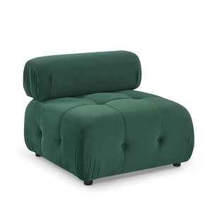 English Elm Modular Velvet Sectional Sofa with Button Tufted Seats and Reversible Ottoman Included Dark Green W1413S00017