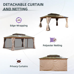 English Elm 12X16Ft Stylish Hardtop Gazebo – Durable Aluminum Pavilion With Double Roof, Curtains & Netting For Outdoor Comfort W1859S00026
