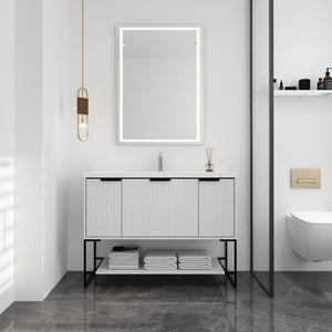 English Elm 48 Freestanding Bathroom Vanity with Resin Basin, Soft-Close Doors & Drawer, Metal Handle, Sleek Design White W99951398