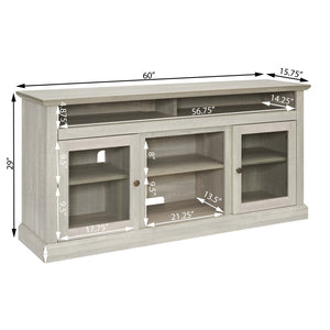 English Elm Contemporary Stone Gray Media Console with Glass Doors Open Shelving Fits 65 Inch Tvs W1758108529