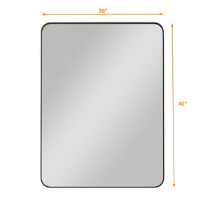 English Elm Wall Mirror Slim Black Metal Frame Rectangular 30x40 Moisture Resistant Modern Decor W1435107733