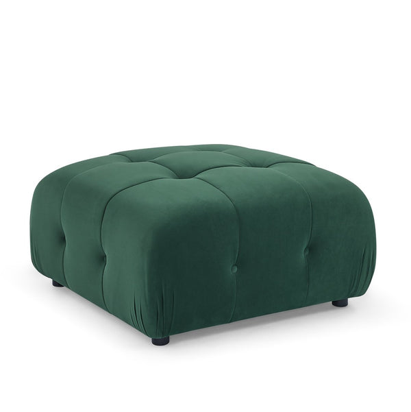 English Elm Modular Velvet Sectional Sofa with Button Tufted Seats and Reversible Ottoman Included Dark Green W1413S00017