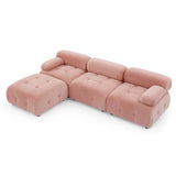 Hearth and Haven Modular Sectional Sofa, Button Tufted Designed and Diy Combination, L Shaped Couch with Reversible Ottoman Velvet W1413S00018