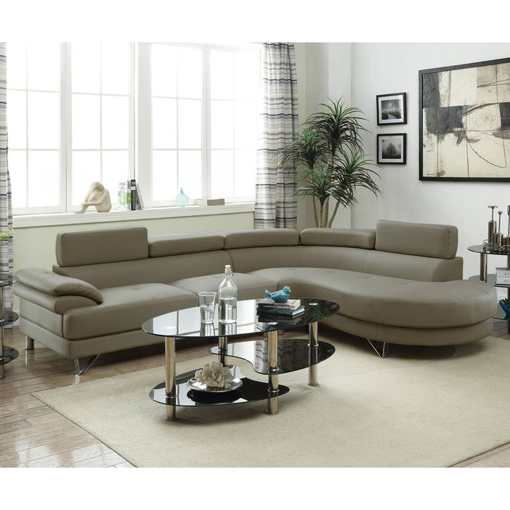 English Elm L L Shaped Faux Leather Sectional Sofa with Adjustable Flip-Up Headrests, Light Grey Modern Comfort 92 B016S00005