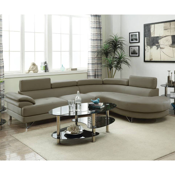 English Elm L L Shaped Faux Leather Sectional Sofa with Adjustable Flip-Up Headrests, Light Grey Modern Comfort 92 B016S00005