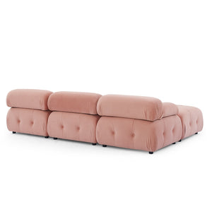 English Elm Modular Velvet Sectional Sofa with Button Tufted Seats and Reversible Ottoman Included Pink W1413S00018