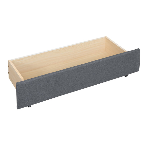 English Elm Full Upholstered Platform Bed with Brick-Pattern Headboard, Twin Trundle & 2 Drawers, Linen Finish Gray SF000233AAE